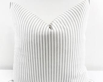 SALE Grey Classic Stripe. Grey and white Sofa Pillow Cover.Stripe Sham Cover. Cushion Covers.Pillow Case.1 piece. cotton.Select size