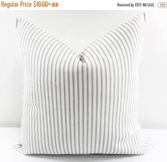 SALE Grey Classic Stripe. Grey and white Sofa Pillow