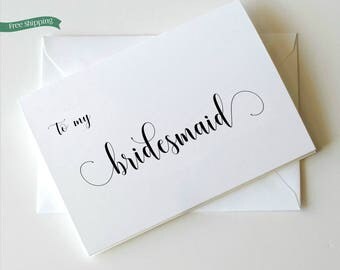 Bridesmaid Thank You Card, Bride tribe, To my Bridesmaid, Bridesmaid Card, Choose your own ink colors _ Simplicity Collection_HON31