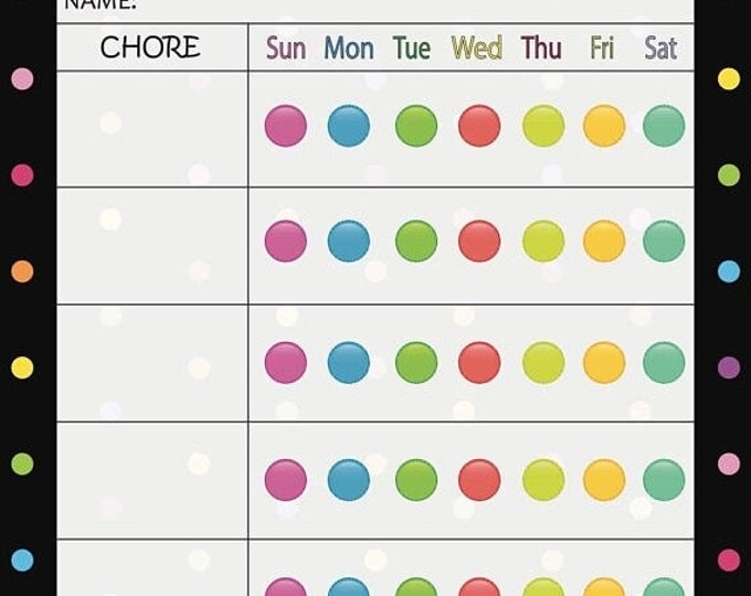 Sale Instant Download Chore Chart - Family Chore Chart - Colorful Chore Chart - Digital Job Chart - Family Organization - Printable