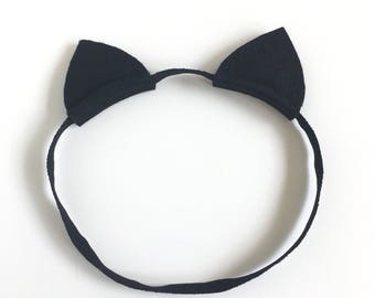 Cat Ears Headband - Elastic Cat Ears - Halloween Headband - Cat Ears - Halloween - Infant Headband - Baby Headband - Newborn Headband