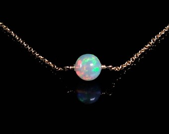 Ethiopian Opal Choker Necklace, White Opal Necklace, Opal Choker, Dainty Opal Choker, October Birthstone Necklace, Birthstone Necklace
