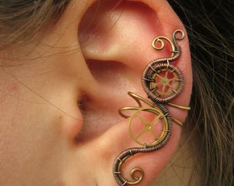 steampunk ear cuff, steampunk jewelry, steampunk earring, wire wrapped ear cuff, wire wrapped earring, victorian steam punk - STRANGE DREAMS