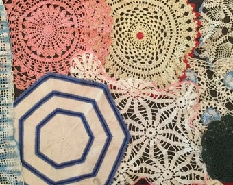 Lot of 26 Vintage Crochet Doilies - Colored A3