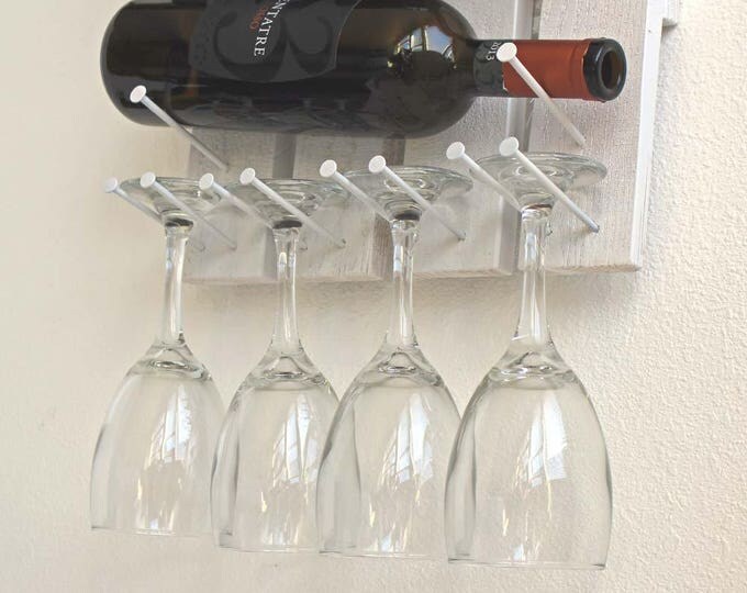 Unique Wall Mounted Wine Rack, Wood Wine Rack, Wine & Glasses Rack