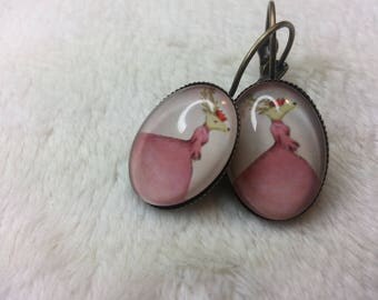 Lady deer oval earrings
