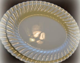 Vintage Johnson Bros. Snowhite Regency Ironstone Platters, 12 in. & 14 in.