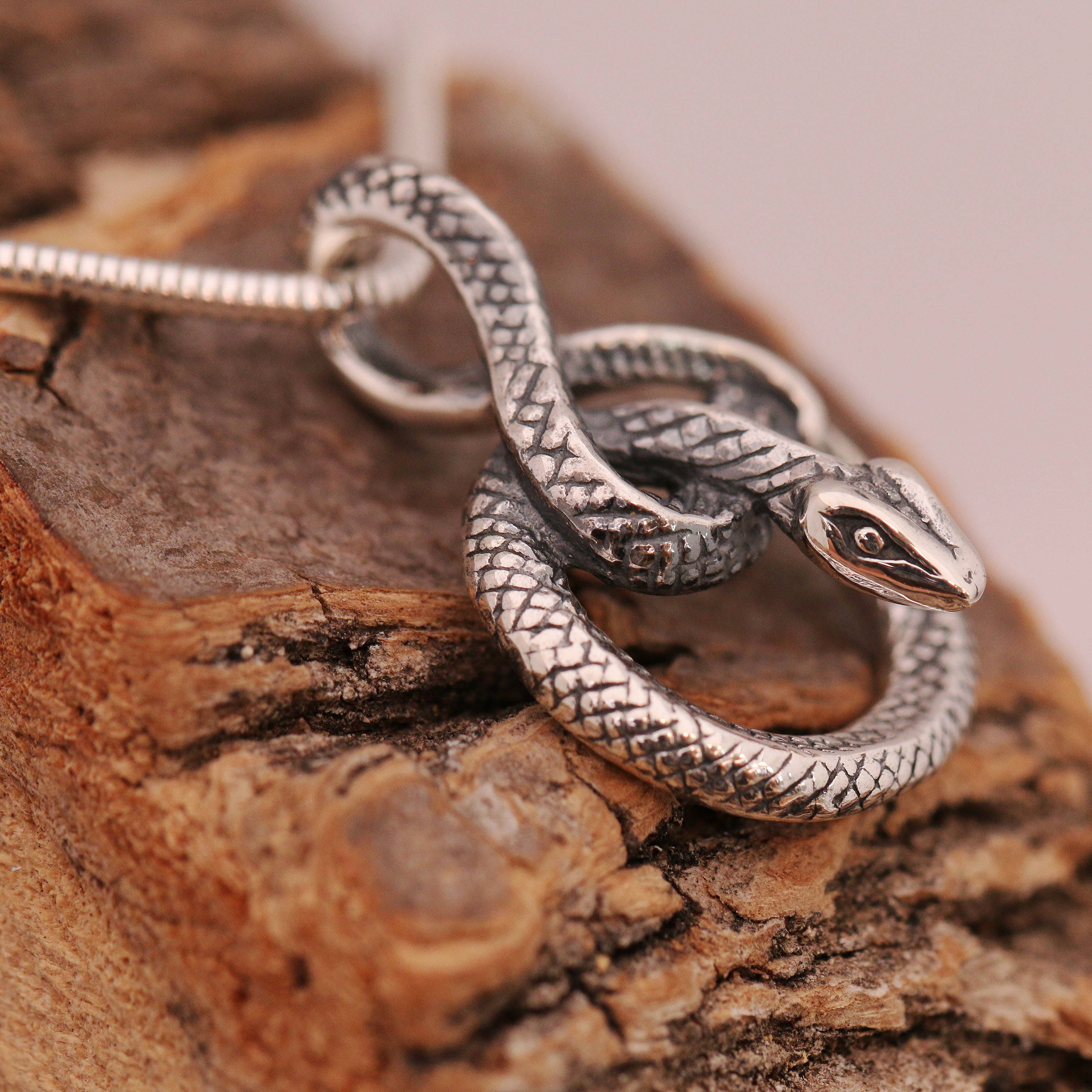 Sterling Silver Snake Necklace, 3d Snake Necklace, Silver Python 