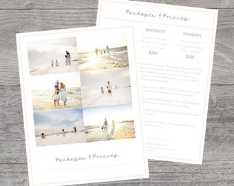 Photography pricing template, photography template, photography price and packages template, pricing guide template for photographers