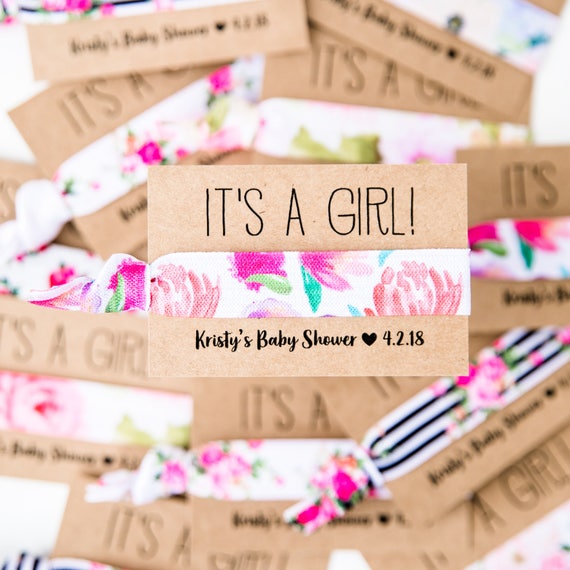 Rose Floral Baby Shower Hair Tie Favors Pink Floral Hair Tie