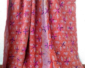 Collectors item!! Vintage cotton kantha quilt from india/throw/ blanket/ coverlet/ Sari quilt/ Gudri/ bedding/ home decor/ Ready to ship!!