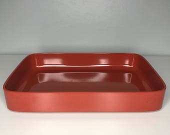 one stackable retro Rosti Denmark Falle Uldall melamine tray in rust red