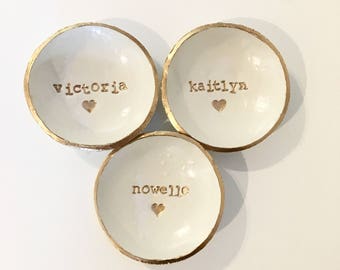 Bridesmaid Gift, Bridesmaid set of 3, Ring Dish Set, Custom Name, Ring Holder, Personalized Dish, Jewlery Holder