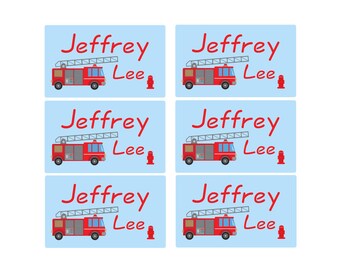 95ct Stick On Clothing Name Labels, Clothing Labels, Personalized Uniform Name Labels, Baby Clothing Fire Truck, Washable Clothing Labels
