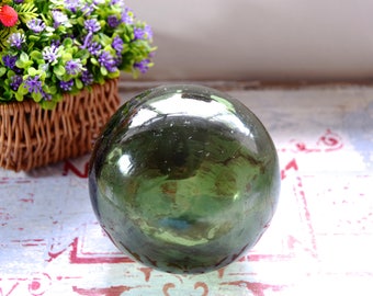 Vintage green glass fishing float / old green glass fishing float / vintage green glass buoy / vintage green glass ball / old fishing float