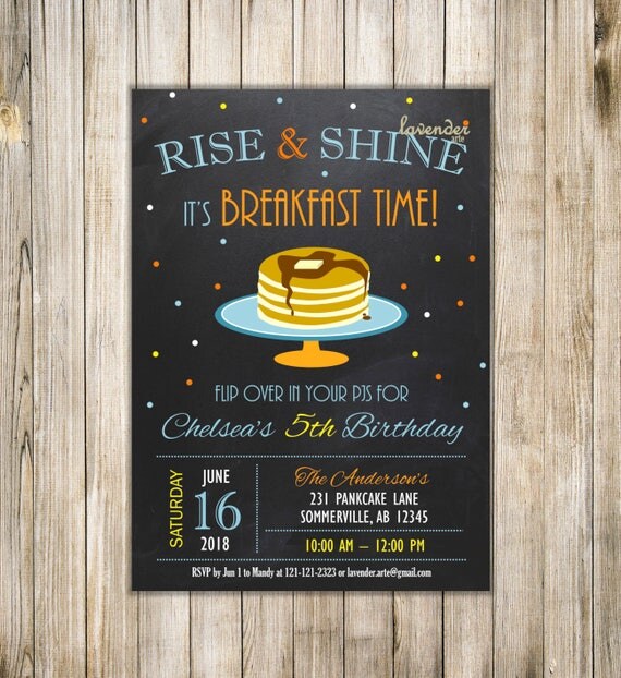 CHALKBOARD RISE and SHINE It's Breakfast Time Invitation