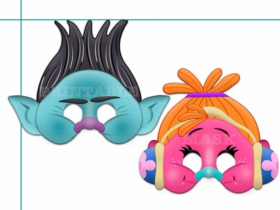 Unique 2 Trolls Printable Masks Trolls Photo booth Trolls