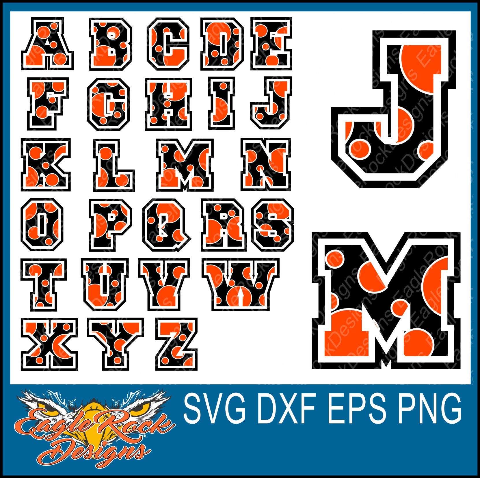 Athletic Block Letters SVG DXF EPS Png Cut File Polka