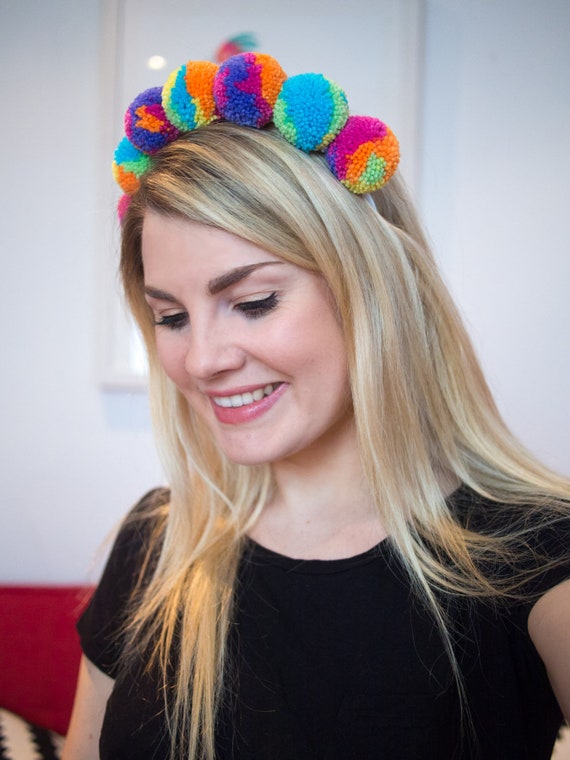 Multicoloured Pom Pom Headband