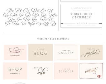 Watercolor Logo Design, Custom Logo Design, Rose gold Branding kit, Premade Branding Package, stamp, Photography Logo, watermark, 073