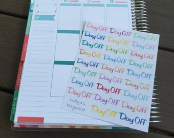 Watercolor Day Off Planner Stickers