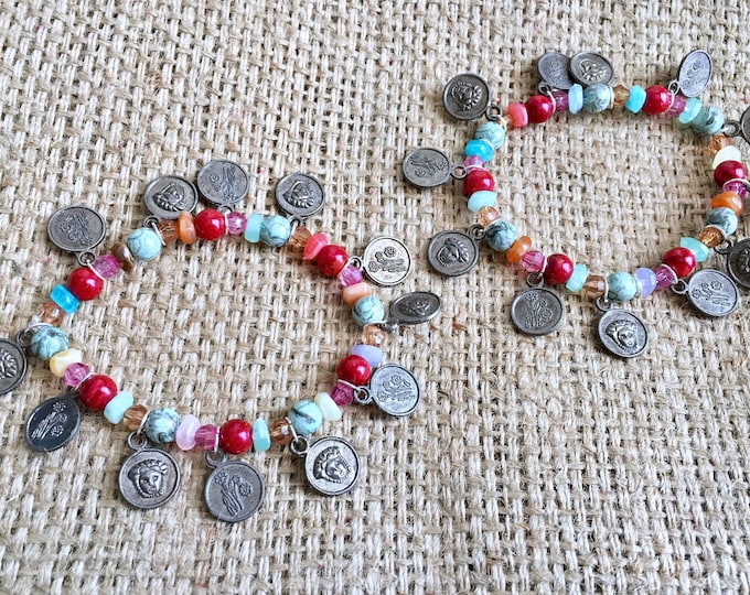 Boho Coin Bracelet, Boho Beaded Bracelet, Coin Charm Bracelet, Free Spirit Bracele, Apollo Coin Bracelet, Bohemian Bracelet, Stacking