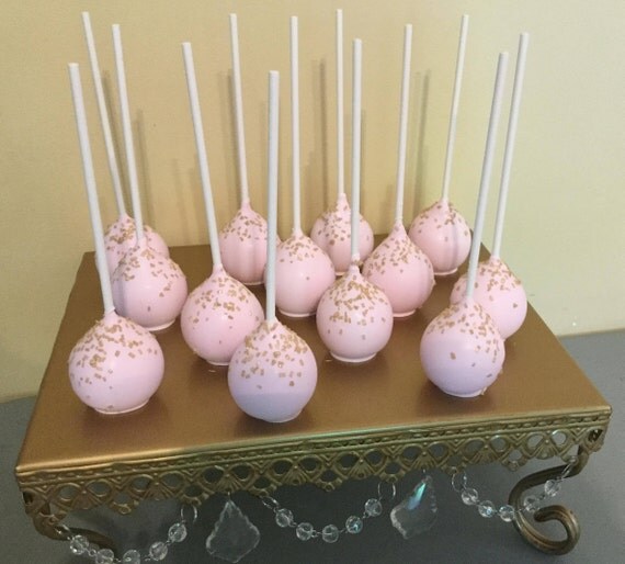 Pink Cake Pops with Gold Sparkle Sprinkles