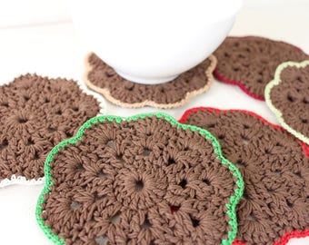 Crochet coasters Brown coasters Crochet cup mat Brown table decor Teacup mat Gift for hostess Gift for women gift Christmas gift