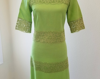 Vintage Lime Green Dress, Vintage Dresses, 1960s Dress, Lime Green Lace Dress, Green Lace Dress, Green Lace