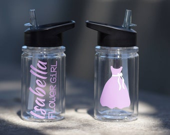 Flower Girl Gift - Petal Patrol Gift - Flower Girl Cup - Kids Water Bottle - Flower Girl Bottle - Jr Bridesmaid - Junior Bridesmaid - DRESS