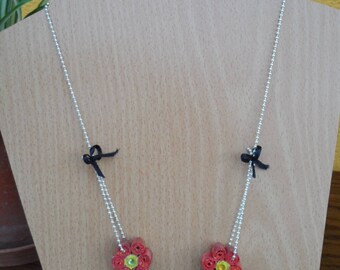Necklace "Bouquet of flowers" rolled paper