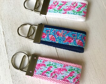 Lilly Pulitzer Inspired Key Fob- Key Chain, Lilly Pulitzer, Lilly, Lily Pulitzer, Bachelorette Gift, Lobster, Lobstah Roll, Flamingo Print