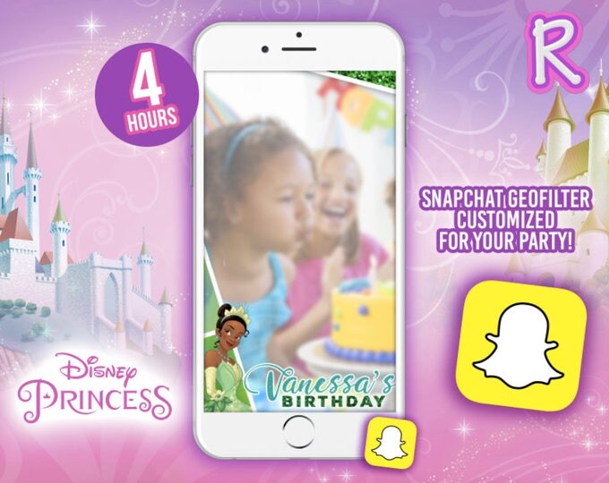 SNAPCHAT Geofilter Customized for Disney Princess - Tiana- We deliver your order in record time! Less than 4 hours! disney party. 2017