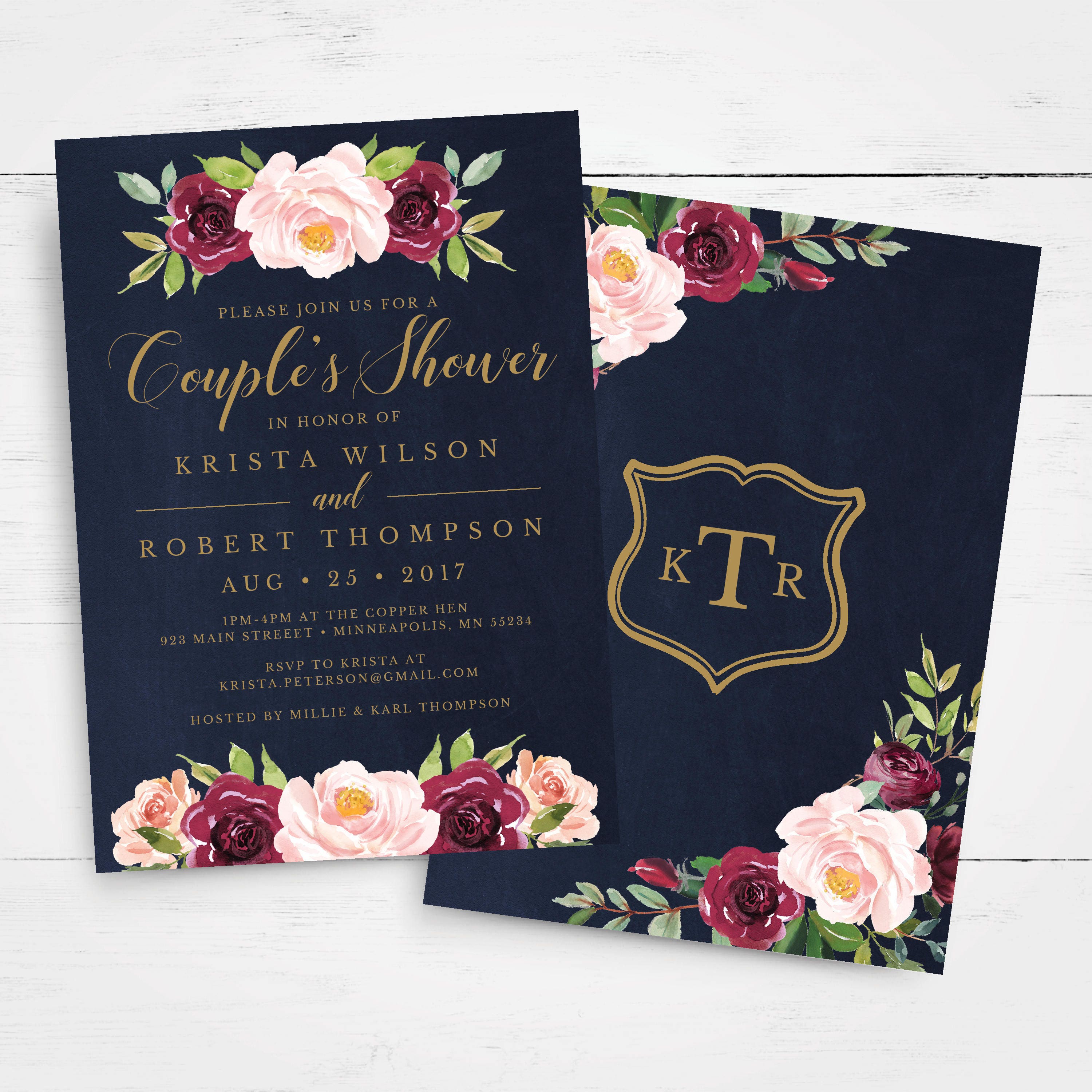 Couples Wedding Shower Invitation Template INSTANT DOWNLOAD