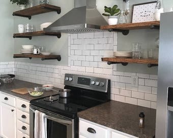 Items similar to Galvenized Pipe Shelving / Open Shelving / Industrial ...