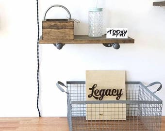 10" Depth Industrial Shelf - Pipe Shelf - Wood Shelf - Floating Shelves