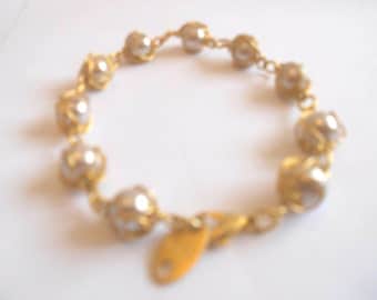 Vintage RARE Find Collectible Biche De Bere French Designer Bracelet *Gold and Pearl*