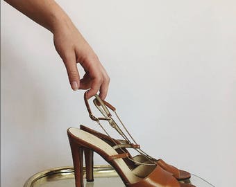 Vintage Chestnut Italian Leather Heels by Barefoot Originals 8.5/9N