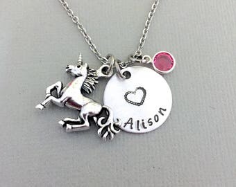 Personalized Unicorn Necklace, Little Girl Necklace, Unicorn Jewelry, Daughter Necklace, Granddaughter Gift, Gift for Her, Mystical Gift