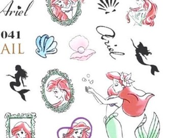 1 Decal Sheets, Ariel Little Mermaid, Water Transfer Decals For Resin, Crafts and Nail Art, Sketched Look MermaidDecal