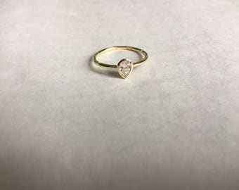 Pear Cut Ring, Drop Ring, Pear Ring, Pear Drop Ring- Drop Cut Ring- Solitaire Ring- Pear cut solitaire ring,Silver Ring,Cubic Zirconia Ring