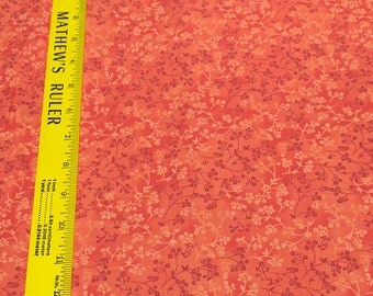 Flowers on Orange Cotton Fabric