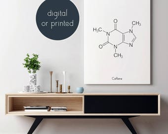 Coffee Sign | Caffeine Molecule | Chemistry Decor | Coffee Poster | Poster Coffee | Coffee Sign Decor | Caffeine Art | Kitchen Coffee Decor