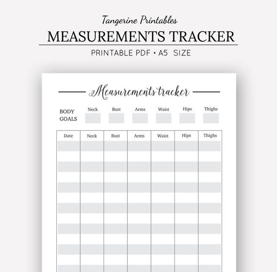 Measurement Tracker Printable Planner A5 Printables Body