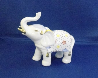 Hand Painted Porcelain Elephant Figurine