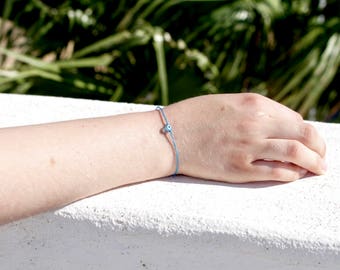 One Cord Evil Eye Turquoise Perl Bead Bracelet/Anklet - TinyLittlePiecesShop