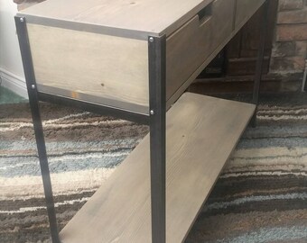 Entry, Sofa, Console Table with Drawers / Industrial Rustic