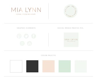 Mint And Gold Logo Design Brand Kit,Photography Logo Watermark - Mint Watercolor Brand Package,Gold Logo Set,Premade Gold Logo,Triangle Logo
