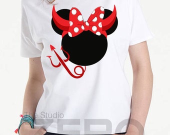 Minnie Devil Clipart, Horn And Tail, Red Bow Clipart, Personalize, Disney Iron On Transfer or as Clip Art, DIY Disney Shirt, Disney Clipart
