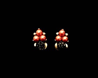 50's Orange Pearl Earrings GJ2679